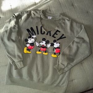 Disney Mickey Mouse Olive Crewneck Sweater